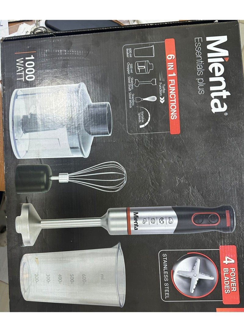 Mienta Hand Blender 1000 watt 6 in 1 HB111038A – Black Silver - Image 5